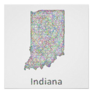 Póster Mapa de Indiana