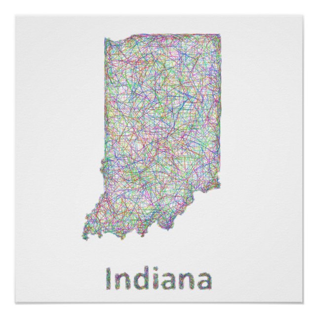 Póster Mapa de Indiana (Anverso)