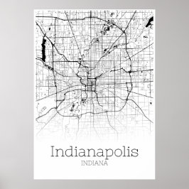 Póster Mapa de Indianápolis - Indiana - Poster de Mapa de