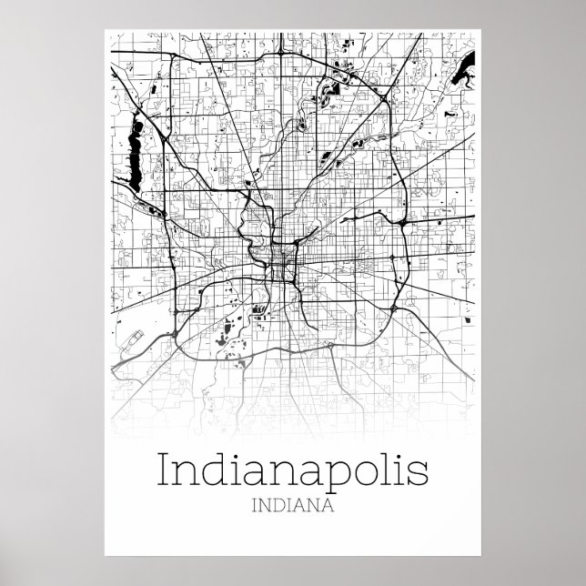 Póster Mapa de Indianápolis - Indiana - Poster de Mapa de (Frente)