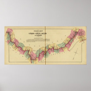 Póster Mapa de índice al atlas del río Ohio superior