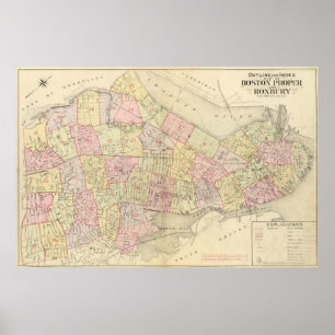Póster Mapa de índice de Boston