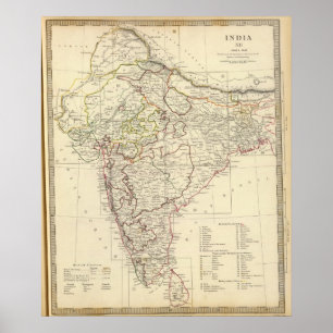 Póster Mapa de índice de la India XII