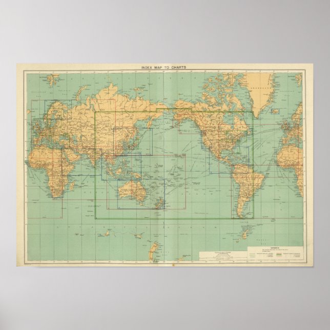 Póster Mapa de índices Nuevo atlas marino mercantil (Frente)