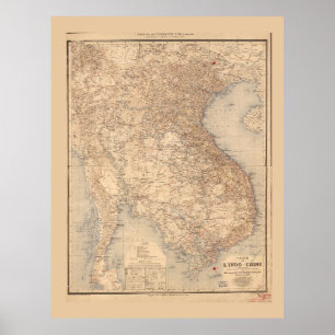 Póster Mapa de Indochina (1895)