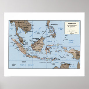 Póster Mapa de Indonesia