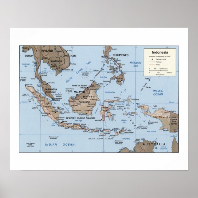 Póster Mapa de Indonesia (Frente)