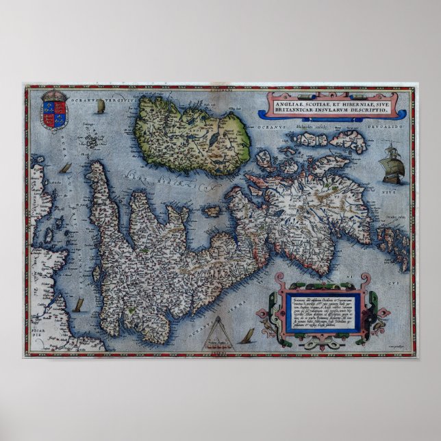 Póster Mapa De Inglaterra Del Siglo Xvi (Frente)