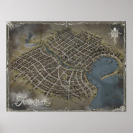 Póster Mapa de Innsmouth, mundo de Lovecraft