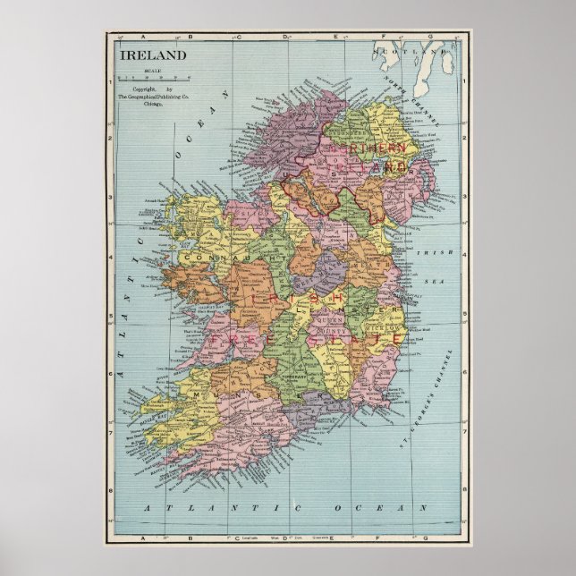 Póster Mapa de Irlanda (Frente)