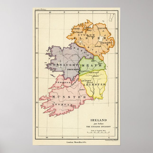 Póster Mapa de Irlanda (Frente)