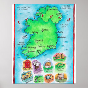 Póster Mapa de Irlanda