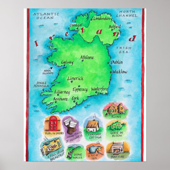 Póster Mapa de Irlanda (Frente)