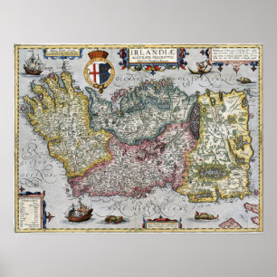 Póster Mapa de Irlanda de 1609