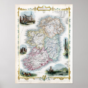 Póster Mapa de Irlanda de 1851
