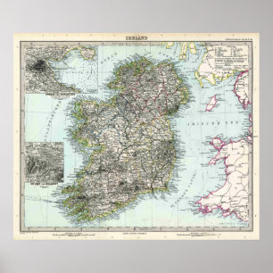 Póster Mapa de Irlanda de 1891