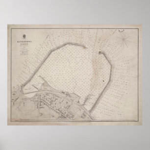 Póster Mapa de Irlanda de Dun Laoghaire (1857)