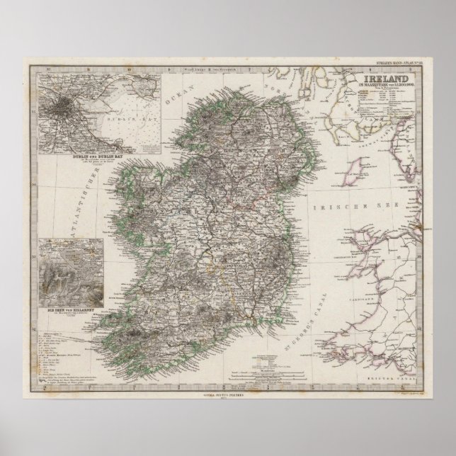 Póster Mapa de Irlanda de Stieler (Frente)