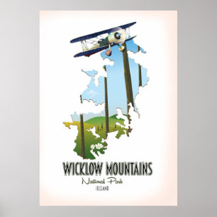 Póster mapa de irlanda del parque nacional de las montaña