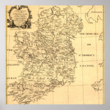 Mapa de Irlanda, familias de irlandeses e inglés