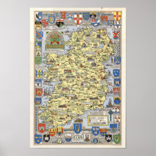 Póster Mapa de Irlanda histórica