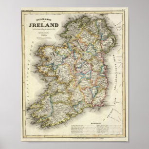 Póster Mapa de Irlanda - Mapa histórico irlandés Eire Eri