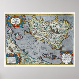 Póster mapa de Ischia de aproximadamente 1610