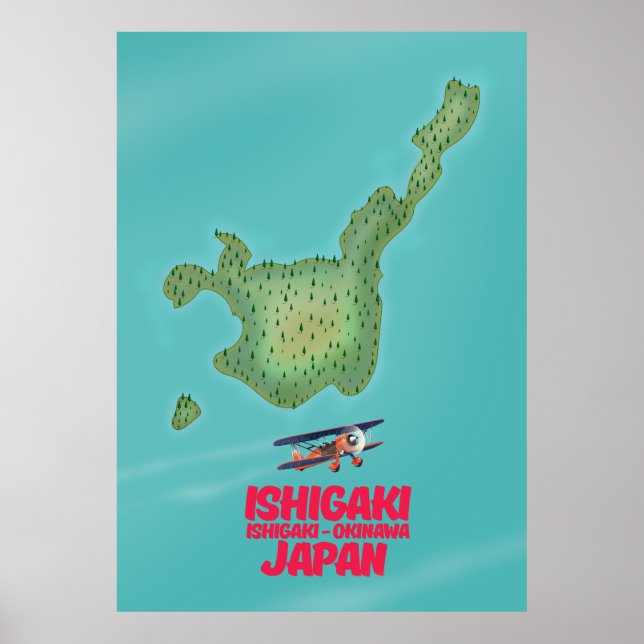 Póster Mapa de Ishigaki Okinawa, Japón (Frente)