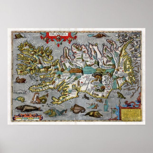 Póster Mapa de Islandia 1595 (Frente)