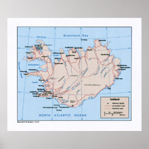 Póster Mapa de Islandia (1981)