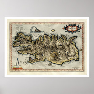Póster Mapa de Islandia por Mapa de Mercator 1595