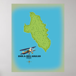 Póster Mapa de Isola del Giglio Italia