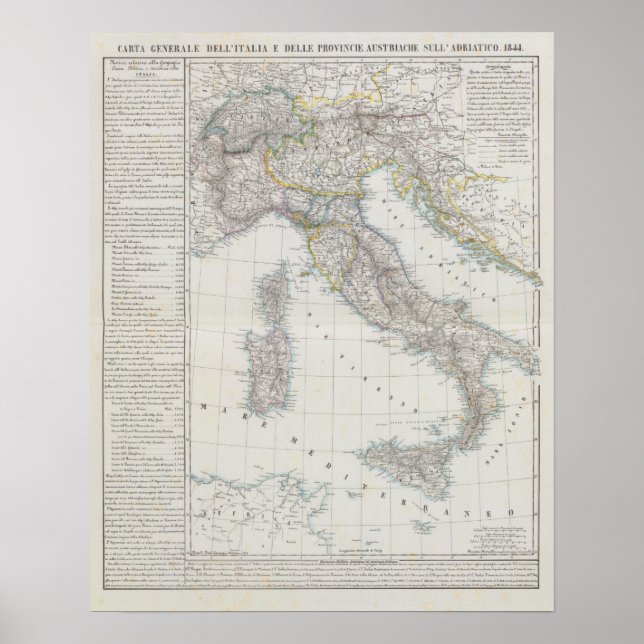 Póster Mapa de Italia (Frente)