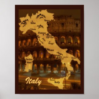 Póster Mapa de Italia