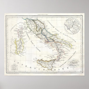 Póster Mapa de Italia en los antiguos tiempos romanos