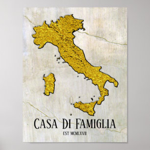 Póster Mapa de Italia Su texto