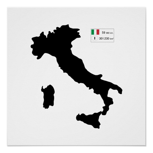 Póster Mapa de Italia y big data (Anverso)
