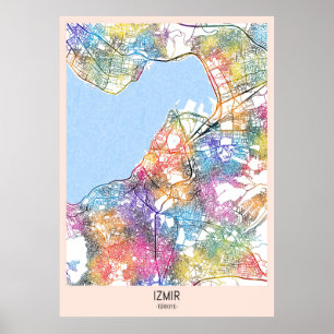 Póster Mapa de İzmir Türkiye
