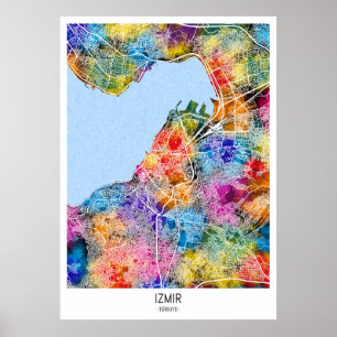 Póster Mapa de İzmir Türkiye