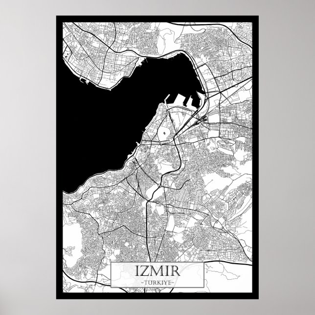 Póster Mapa de İzmir Turquía (Frente)