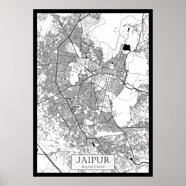 Póster Mapa de Jaipur Rajasthan (Frente)