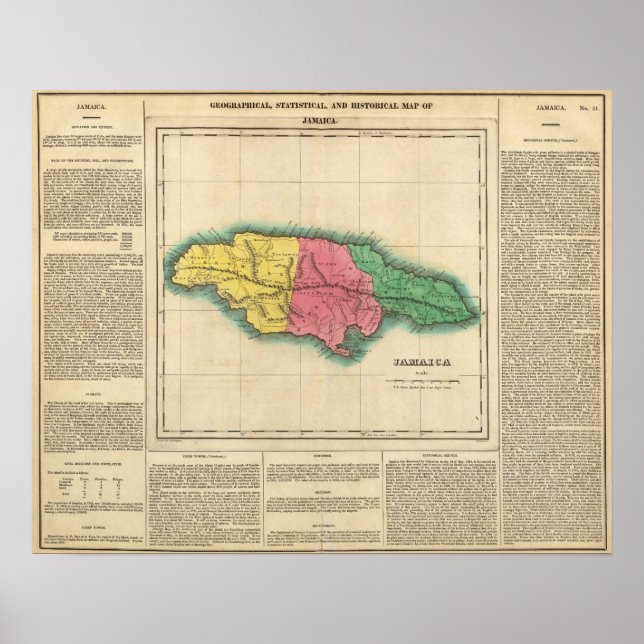 Póster Mapa De Jamaica (Frente)
