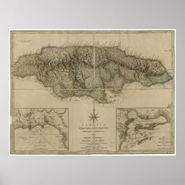 Póster Mapa de Jamaica (1775) (Frente)