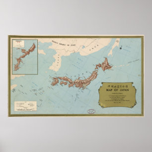 Póster Mapa de Japón (1972)