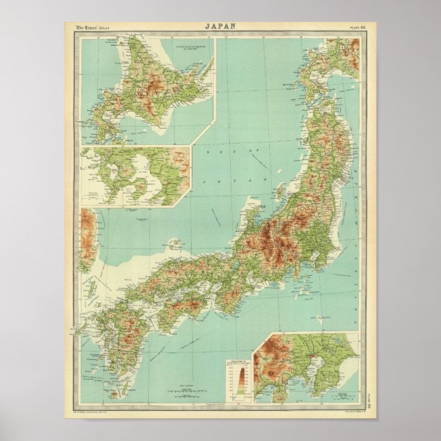 Póster Mapa de Japón con rutas marítimas (Frente)