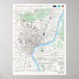 Póster Mapa de Japón de Fukushima (1945)
