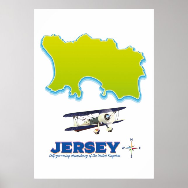 Póster Mapa de Jersey. (Frente)