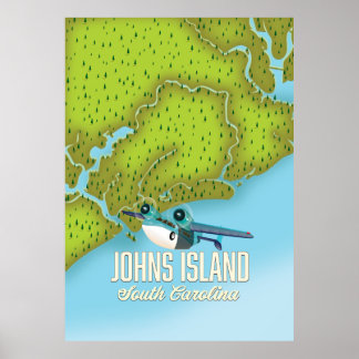 Póster Mapa de Johns Island, Carolina del Sur, EE.UU.