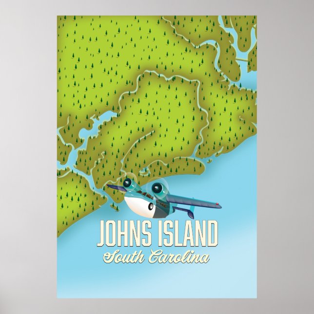 Póster Mapa de Johns Island, Carolina del Sur, EE.UU. (Frente)