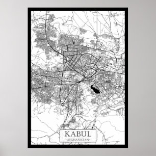 Póster Mapa de Kabul Afganistán
